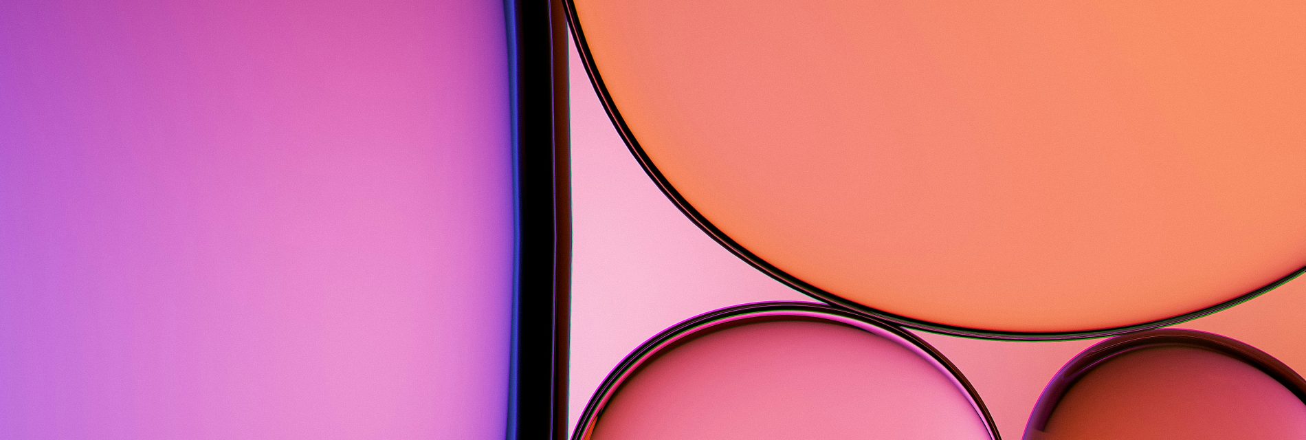 Burbujas de diferentes colores que representan en un microscopio de aceite vegetal